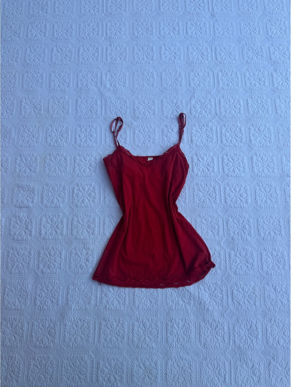 Y2K no boundaries Red Lace Trim Camisole Top with Adjustable Straps, Size xl